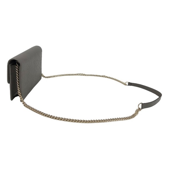 Gucci Interlocking G Chain Wallet Leather Shoulder Bag Gray - Picture 3 of 6